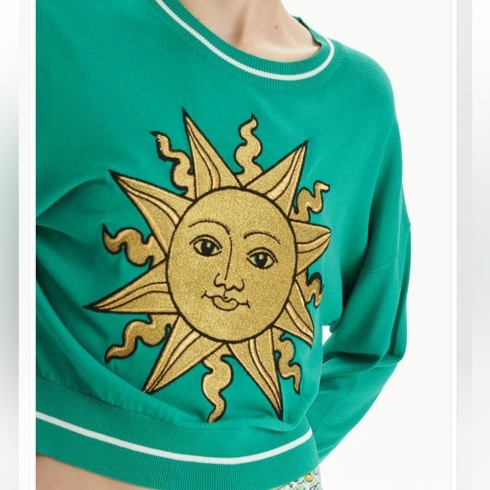 Adl raisa Vanessa Sweater green top sun print xs - Picture 10 of 12